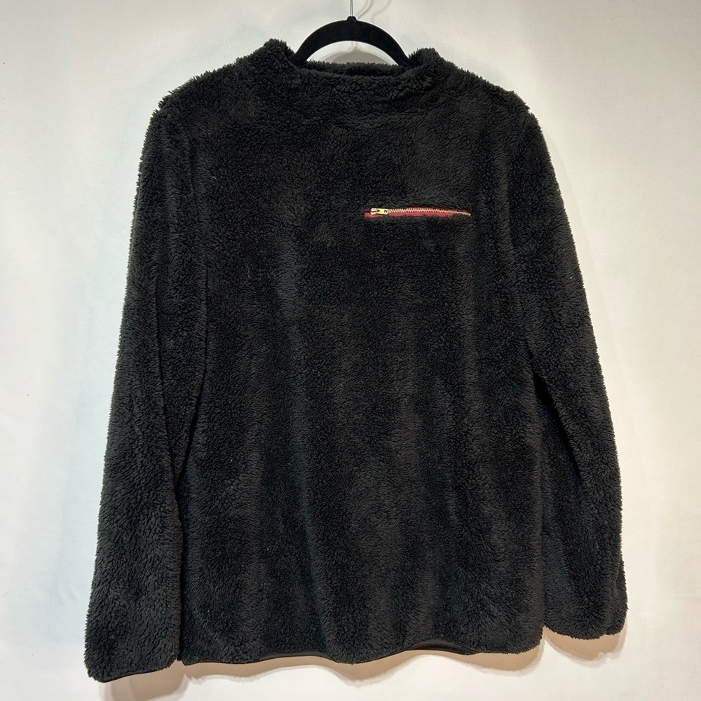 Womans plushy pullover sweater with mock neck. Size Large. Cute zipper detail.